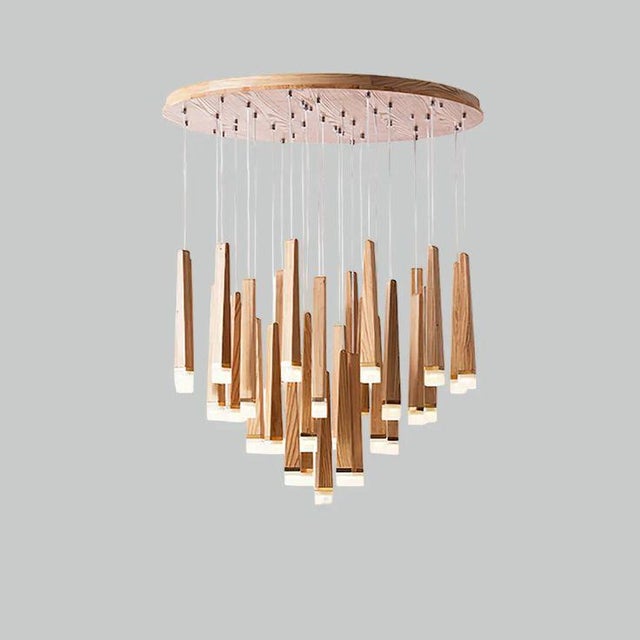 Bring warmth, character and modern elegance to your interior with this Oak Wood LED Chandelier. Featuring multiple...