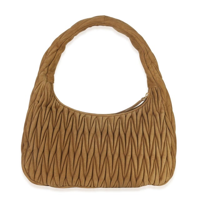 Miu Miu Brown Suede Matelasse Wander Hobo For Sale - Image 4 of 8
