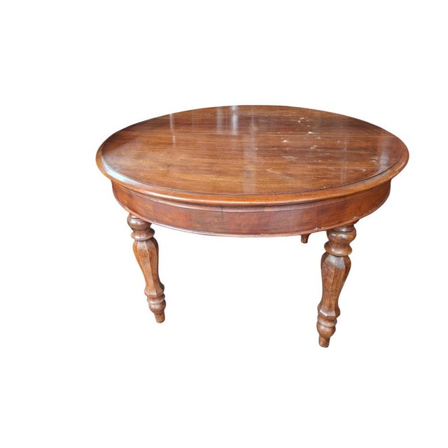 Antique Round Extendable Table in Wood, 1850 For Sale - Image 11 of 11