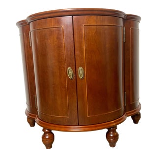 1970s Vintage Bombay Company Cherry Wood Veneer Bar Cabinet For Sale