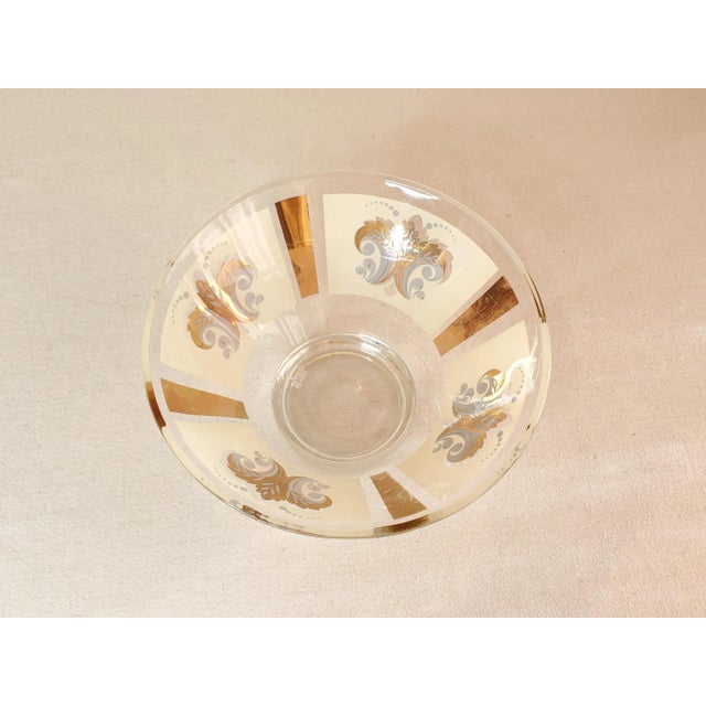 Mid-Century Modern Vintage White and Gold Punch Bowl For Sale - Image 3 of 5