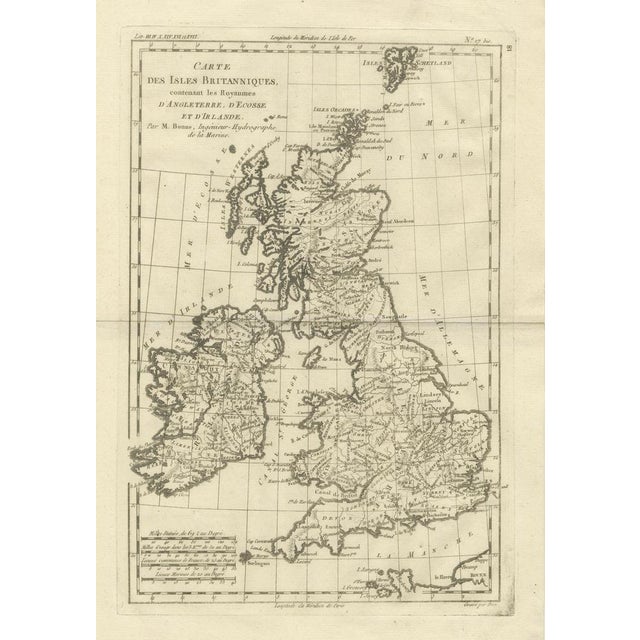 British Isles England and Scotland and Ireland Map by Bonne, 1780 For Sale - Image 3 of 9