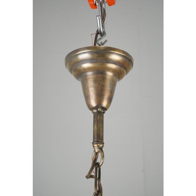 Mid 20th Century Restored Victorian Two Light Brass Pan Pendant Light For Sale - Image 14 of 16