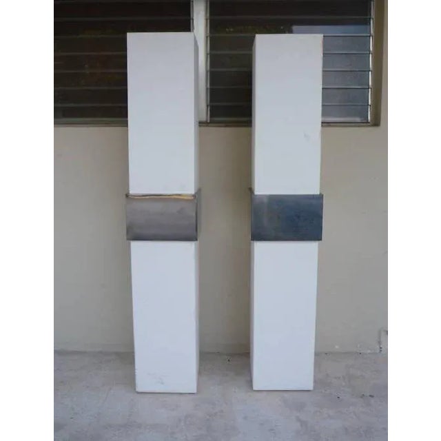 1970's Space Age Alien Skyscraper Lucite and Chrome Floor Lamps - a Pair For Sale - Image 10 of 10