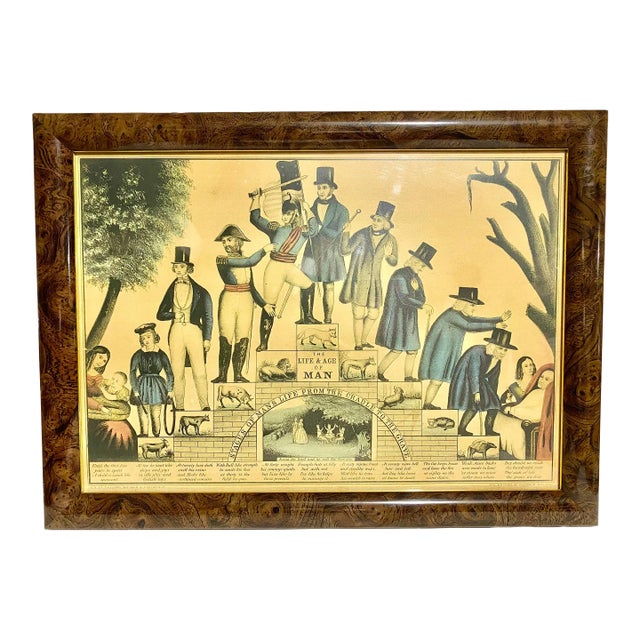 Currier Hand Colored Lithograph Ca.1845-The Life and Age of Man. Stages of Man's Life From the Cradle to the Grave. For Sale