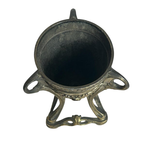 Antique 1920’s Urn Style Incense Burner Base Bronze and Brass Art Nouveau Depose France Victorian For Sale - Image 9 of 12