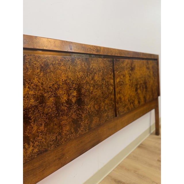 Vintage John Stuart MCM Burlwood King Headboard, Bronze Inlay Detail, Collectable For Sale In Tampa - Image 6 of 10