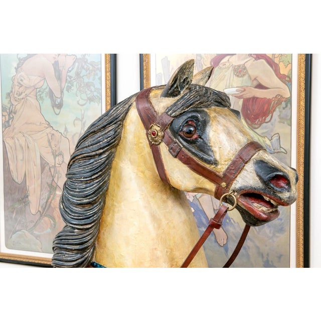 Mid 20th Century Mid 20th Century Vintage Life-Sized Polychromatic Decorated Carousel Horse For Sale - Image 5 of 12