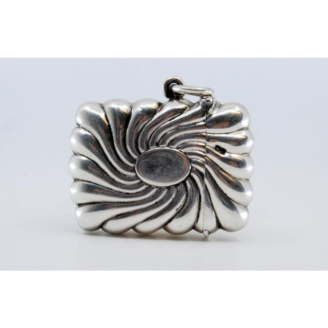 Vortex-Shaped Embossed Silver Matchbox with Monogram Card For Sale - Image 4 of 11