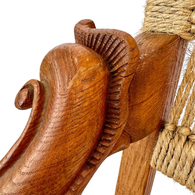 Wood Pair of Mid 20th Century Carved Wooden and Woven Rope Armchairs For Sale - Image 7 of 12