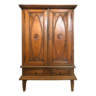 Late 19th Century Indonesian Teak Wood Textile Cabinet With Two Bottom Drawers For Sale