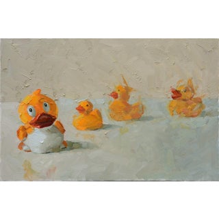 Family Outing by Clyde Steadman | Oil on canvas Four rubber ducks on a light background. For Sale