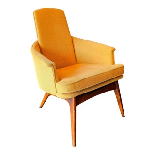 Pearsall Style Highback Reupholstered Chair Vintage MCM For Sale
