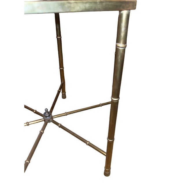 Brass Pair of Attributed Mastercraft Brass Bamboo Form Side Tables. u.s.a. 1970's. For Sale - Image 8 of 9