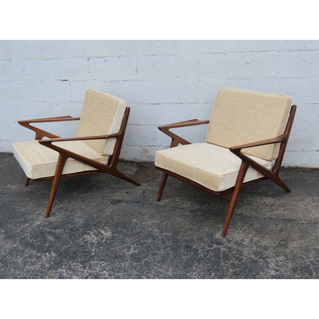 Danish Modern Poul Jensen for Selig Sculpted Z Lounge Chairs a Pair 6337 For Sale - Image 13 of 18