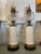 Vintage White Column With Brass & Black Marble Base Lamps - A Pair For Sale - Image 12 of 13