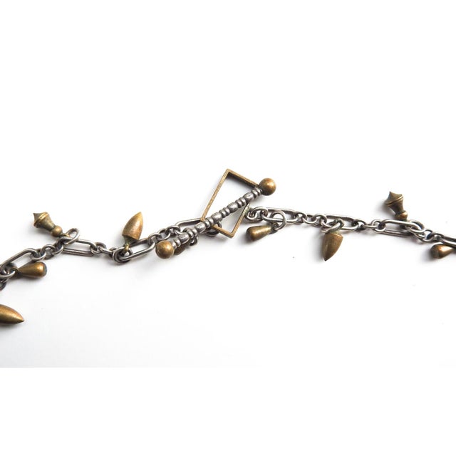 Vintage Thomas Mann Sterling and Brass Heart Charm Necklace For Sale - Image 4 of 12