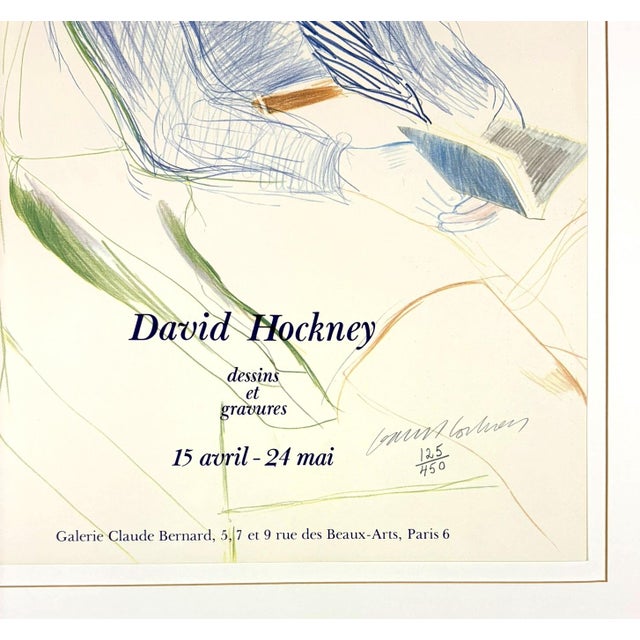 David Hockney Signed David Hockney Jacques De Bascher Original 1975 Limited Edition Paris Exhibition Poster For Sale - Image 4 of 7
