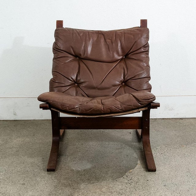 Mid-Century Modern 1960s Mid Century Danish Modern Lounge Chair Brown Leather Attributed to Ingmar Relling For Westnofa For Sale - Image 3 of 9