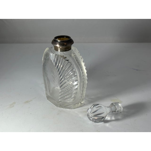 Sterling Silver Cut Crystal Perfume Bottle: Acorn Stopper, Ribbed Design For Sale - Image 6 of 10