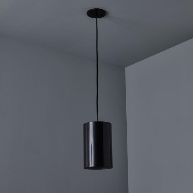 Mid-Century Modern 1960s Model 16513 Black Metal Cylindrical Pendants by Eila and John Meiling for Louis Poulsen For Sale - Image 3 of 13