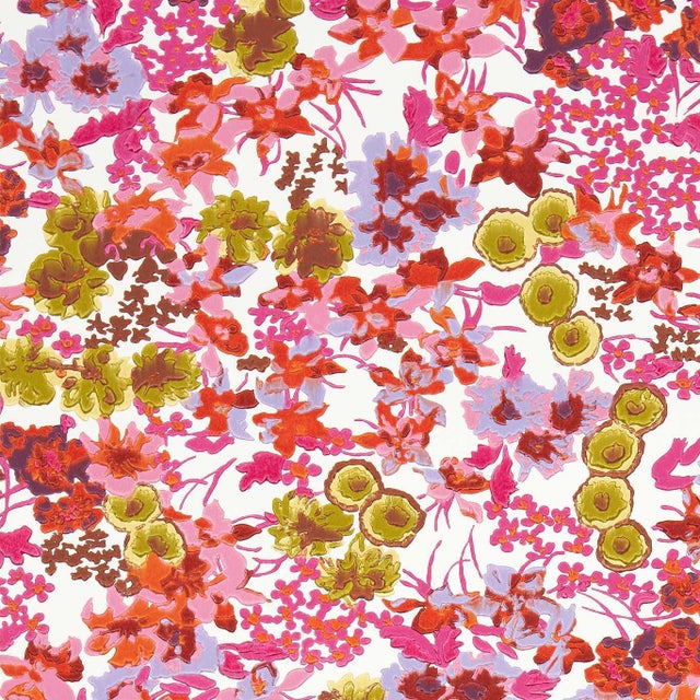 Harlequin Wildflower Meadow Wallpaper in Carnelian/Spinel/Pearl For Sale