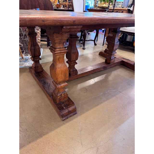 18th Century French Parquet Top Table With a Trestle Base For Sale - Image 9 of 11