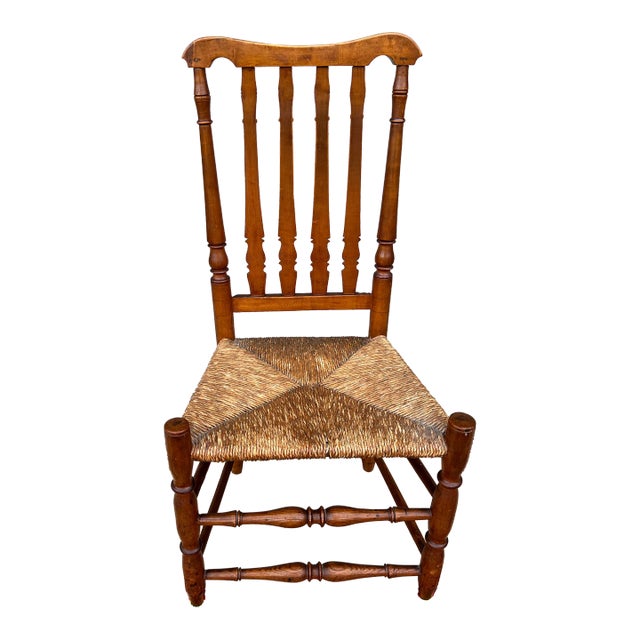 A Antique Country Bannister Back Side Chair, New England, Circa 1750’s For Sale