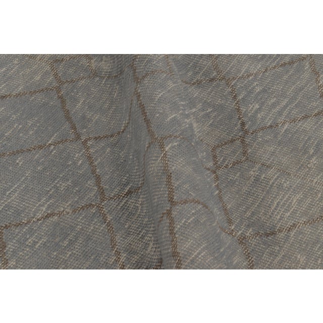 Textile Vintage Distressed Rug, Minimalist Diamond Lattice on Gray - Rug & Kilim For Sale - Image 7 of 8