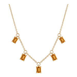 Dainty Citrine Handmade Necklace | Emerald Cut Yellow Gemstone Dangle Necklace | November Birthstone Necklace