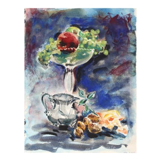 1940s "Still Life with Walnuts P6.27" Watercolor Painting by Eve Nethercott For Sale