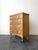 A darling antique Engliah pine slim chest of drawers with porcelain knobs, smooth drawers, solid drawer bases and turned...