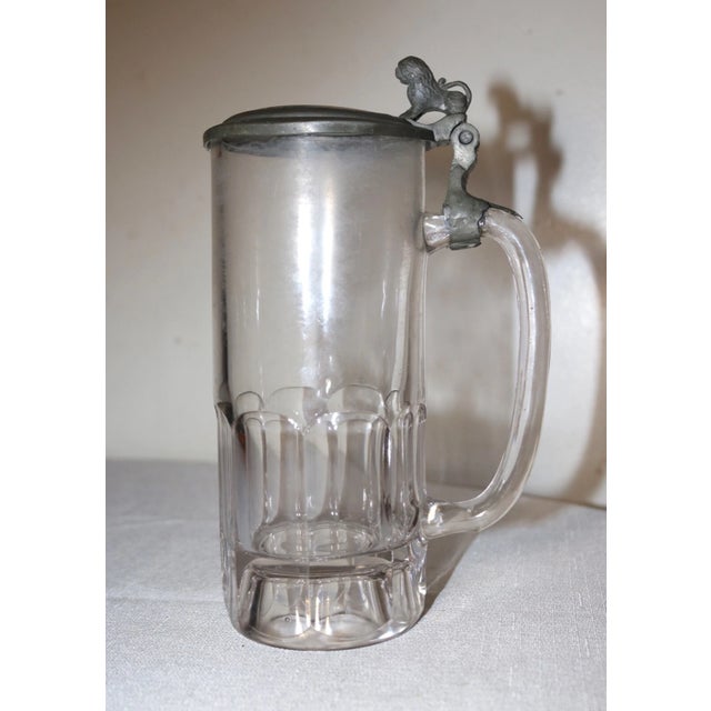 19th Century Antique 1800's Hand Painted Porcelain Glass Pewter German Lidded Beer Stein Mug For Sale - Image 5 of 12