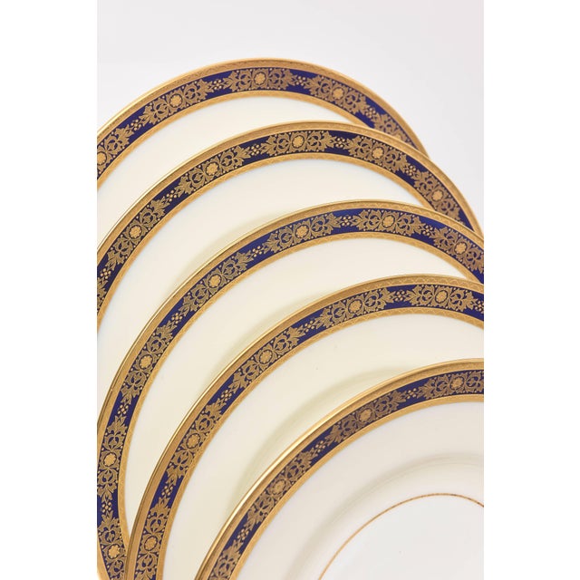 12 Cobalt Blue and Raised Gilt Dinner Plates, Minton, England for