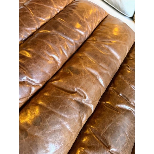 Restoration Hardware Leather Oviedo Chaise Lounge Chair in Vintage Cigar Leather With Chrome Base For Sale - Image 10 of 17