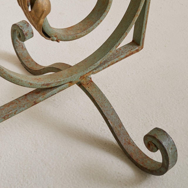 Wood Pair of French Art Deco Verdigris Wrought Iron Screens or Room Dividers, 1940s For Sale - Image 7 of 8
