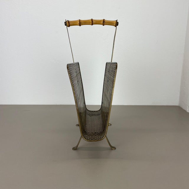 Carl Auböck Brass and Bamboo Magazine Holder in the style of Carl Auböck, Austria, 1950s For Sale - Image 4 of 18