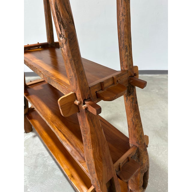Vintage European Primitive Hand Carved Book Shelf With Mortise and Tenon Joints For Sale - Image 10 of 12