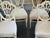 Wood 19th Century Antique Mahogany Hepplewhite Style Shieldback Chairs Painted French Linen White For Sale - Image 7 of 10
