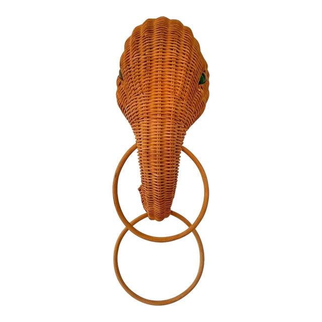 Wicker Elephant Towel Holder, C1970 For Sale
