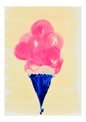 Contemporary Abstract Oil on Paper Paiting "Candy Cone" by Anya Spielman