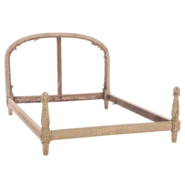 French French Carved and Painted Full Size Bed, C. 1900 For Sale - Image 3 of 8