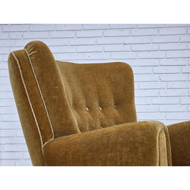 Danish Relax Chair in Honey Yellow Furniture Velour, 1960s For Sale - Image 18 of 18