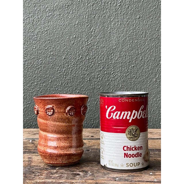 Vintage Studio Pottery Textured Ceramic Vase For Sale - Image 9 of 16