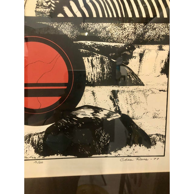 Black "Zebra, Circle, Water" Vintage 1970s Framed Print For Sale - Image 8 of 10