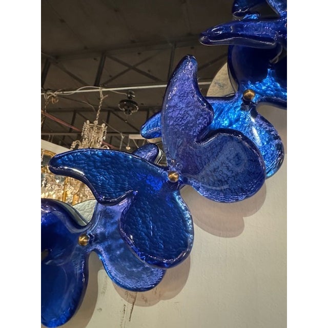 Italian Murano Butterfly Mirror in Cobalt For Sale - Image 4 of 5