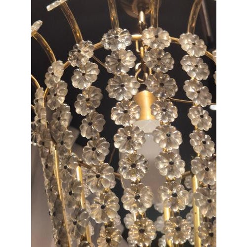 Swedish Modern Brass Pendant with Flower Decor, 1950s For Sale - Image 4 of 7