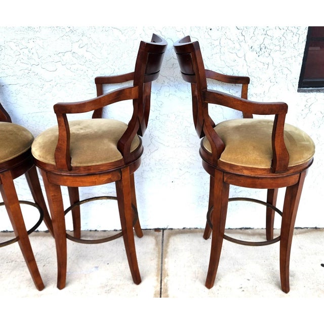 Wood Century Furniture Swivel Bar Stools Set of 4 For Sale - Image 7 of 18