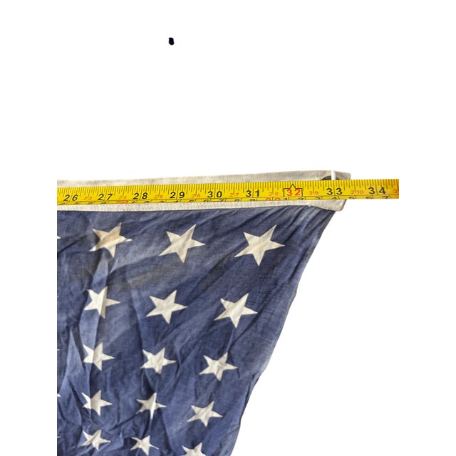 White Vintage Early 1900s 48-Star American Flag – Sewn Cotton – Pre-1959 – 56" X 33" For Sale - Image 8 of 9