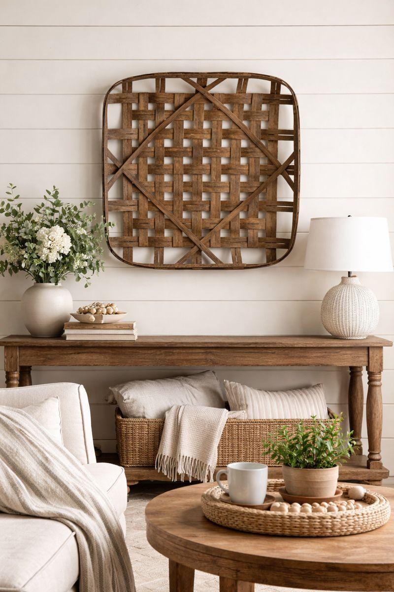 Large Square Tobacco Basket Wall Decor by Ballard Designs, 37